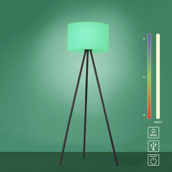 LED-Akku-Dreibein-Stehlampe Holly mit RGB-Funktion