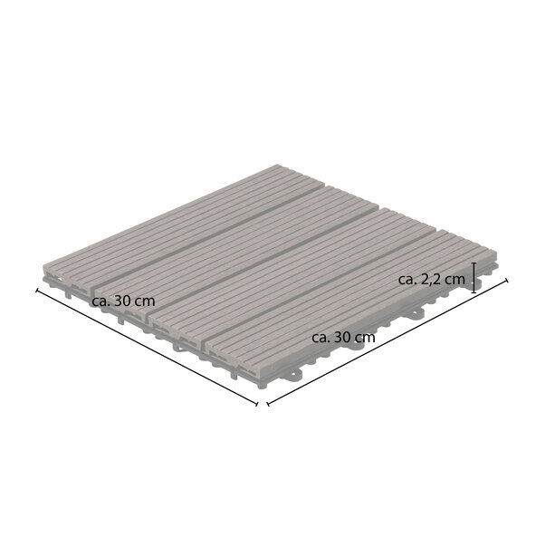 WPC-Holzfliesen BAVARO, 3m²-Paket, teak
