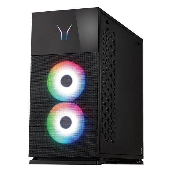 Gaming PC Hunter, RTX Grafikkarte, beleuchtetes Gehäuse mit Sichtfenster, interne Komponenten sichtbar.