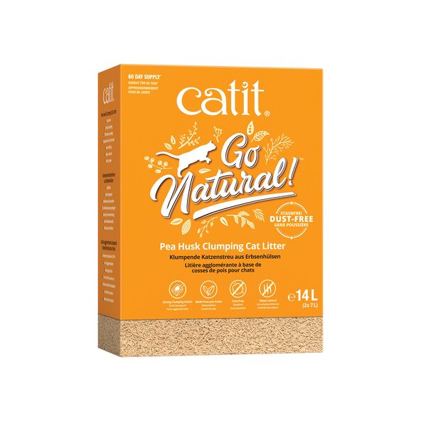 Katzen-Erbsenstreu Go Natural, 2 x 2,8 kg, Natur