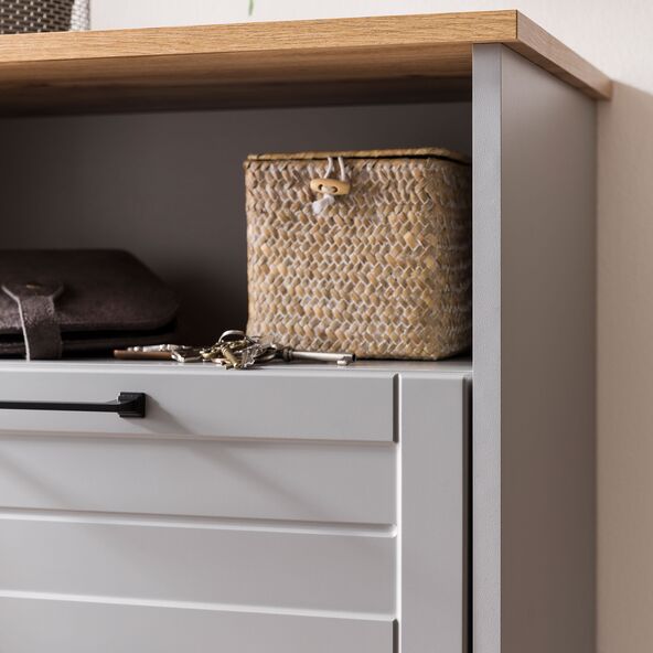 Jelda Highboard 600, platingrau/Eiche Landhaus