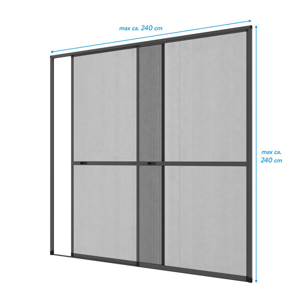 Insektenschutz-Alu-Doppelschiebetür Comfort 240x240 cm, anthrazit