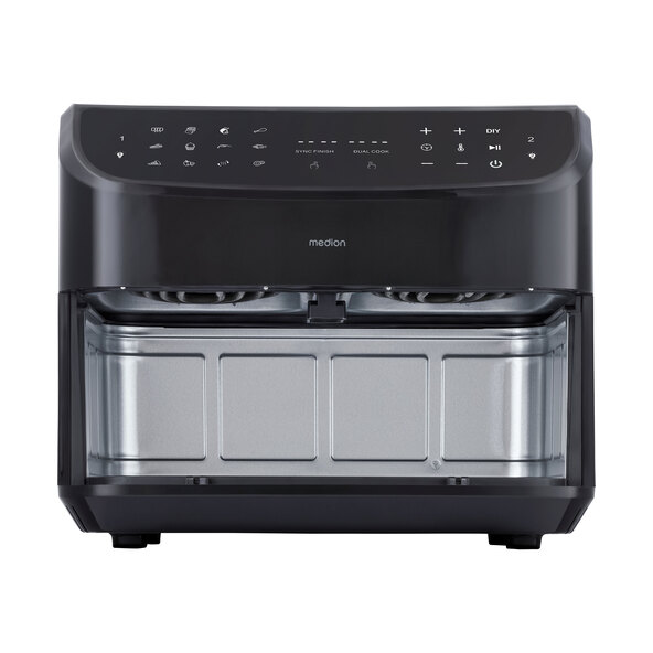 Doppel-Heißluftfritteuse (MD 11760), 2x 4,35 l, schwarz