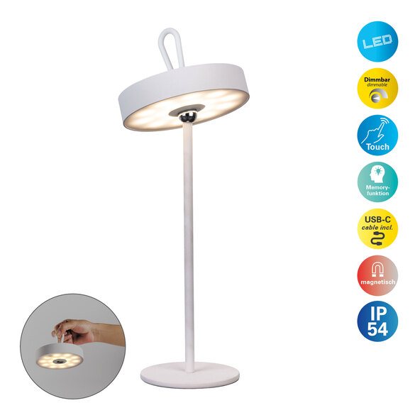 LED-Akku-Tischlampe ELLA, weiß
