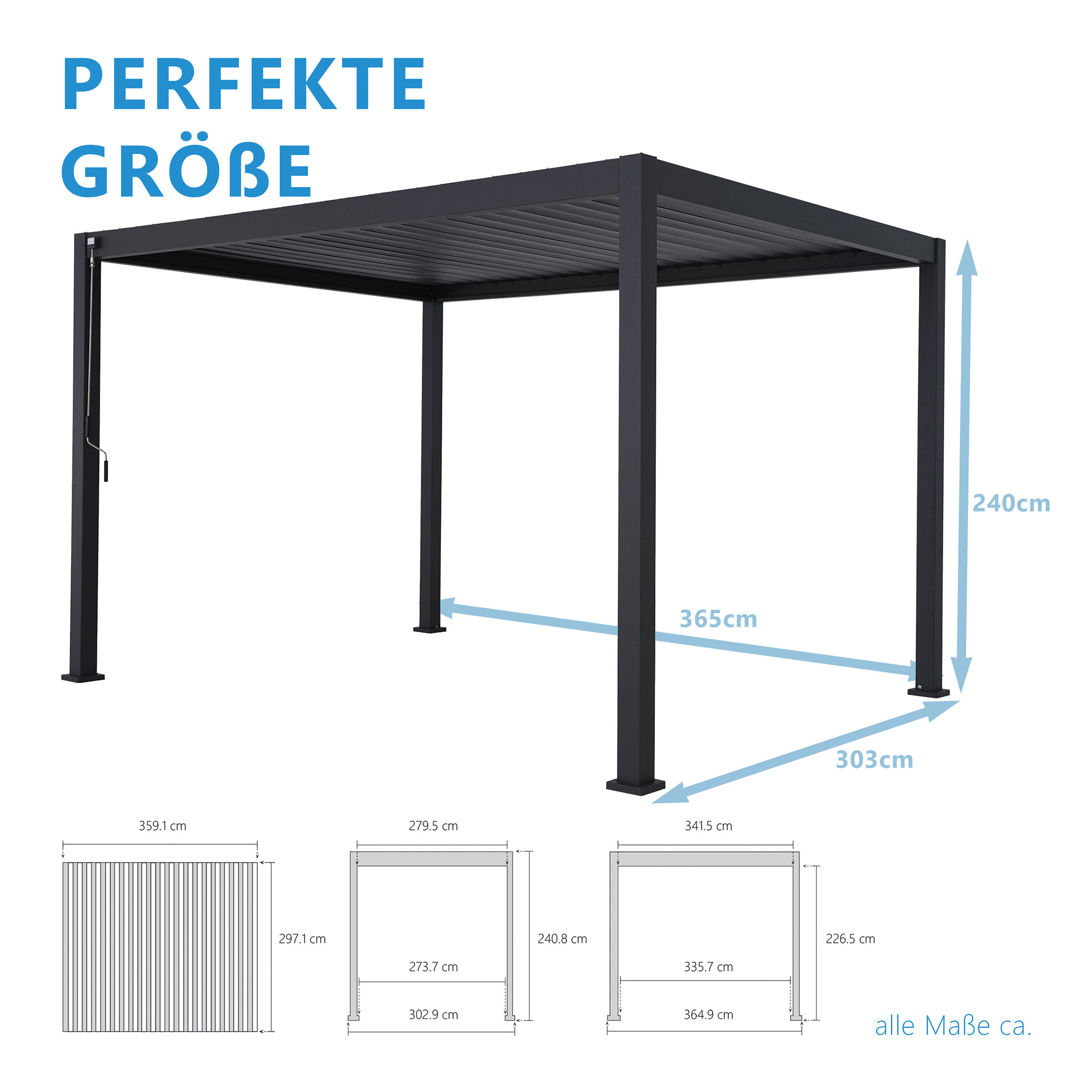Mirador Pavillon mit Lamellendach, 3 x 3 m ALDI
