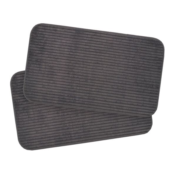 Badteppich Berlin in Cord Optik, 2er Set, 50 x 70 cm, anthrazit