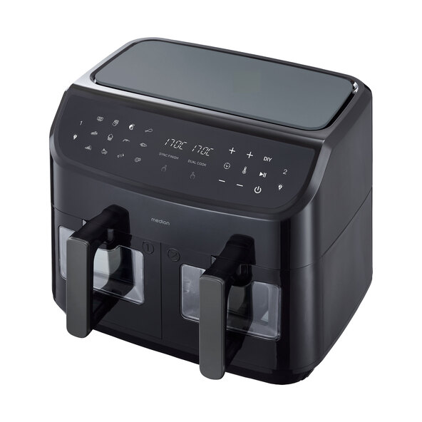 Doppel-Heißluftfritteuse (MD 11760), 2x 4,35 l, schwarz