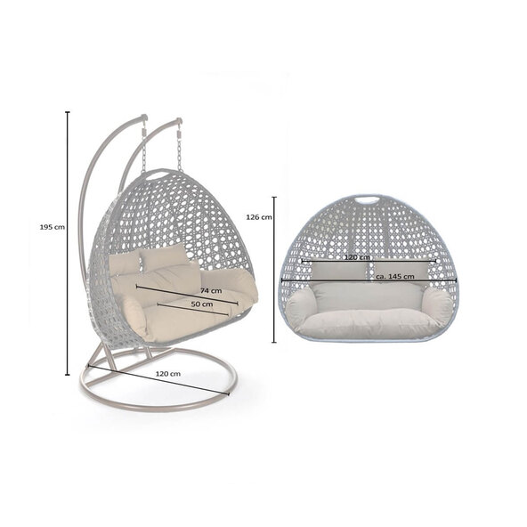 Polyrattan-Hängesessel Twin, grau