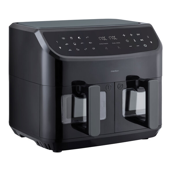 Doppel-Heißluftfritteuse (MD 11760), 2x 4,35 l, schwarz