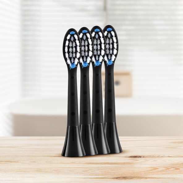 Ersatz-Zahnbürstenköpfe, schwarz (mittel), 4er Set