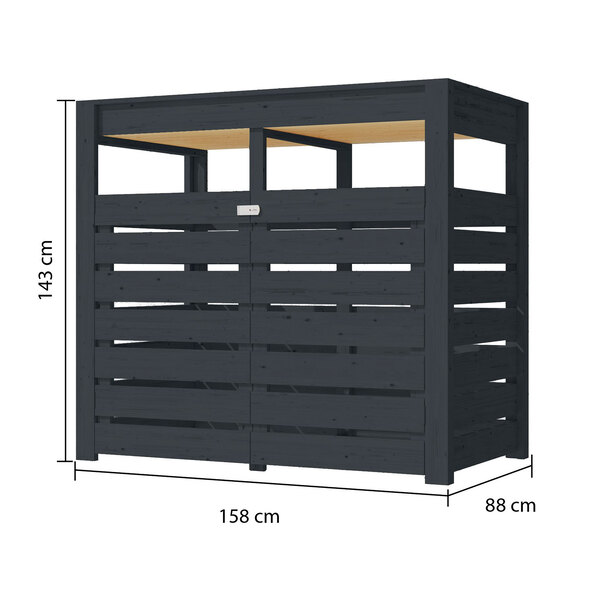 Mülltonnenbox mit Hochbeet, terragrau