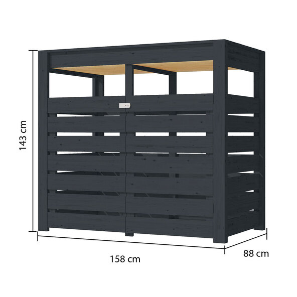 Mülltonnenbox mit Hochbeet, anthrazit
