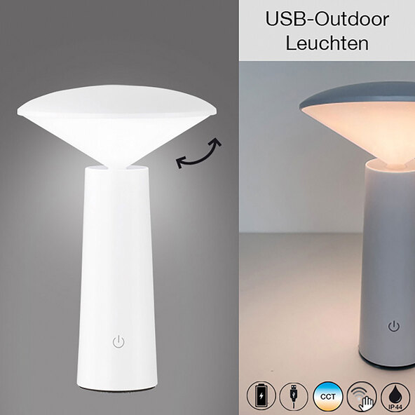 LED-Akku-Tischleuchte Pinto, weiß