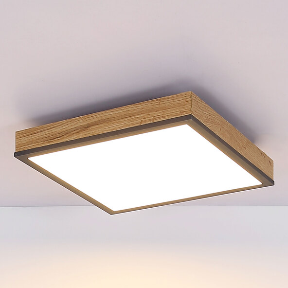 LED-Deckenleuchte Holzoptik, quadratisch