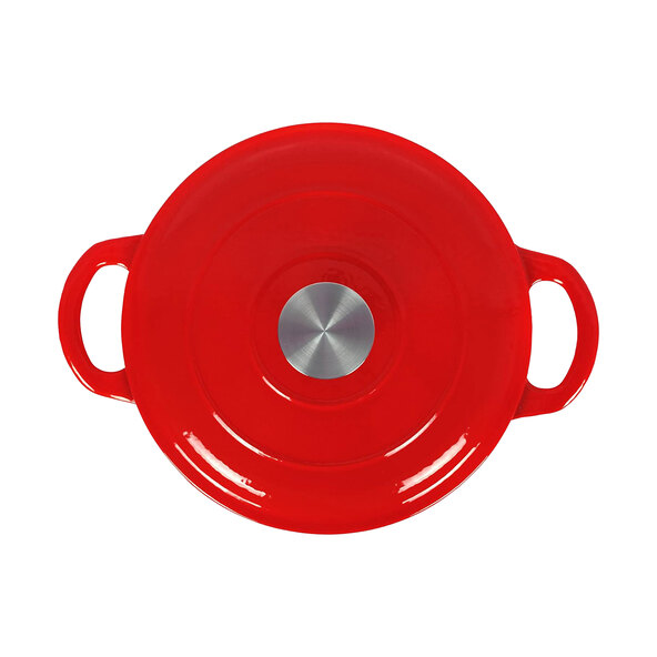 Gusseisen Koch-/Schmortopf mit Deckel, rot