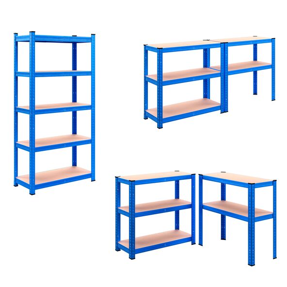 Schwerlastregal Premium, 5 Böden, blau