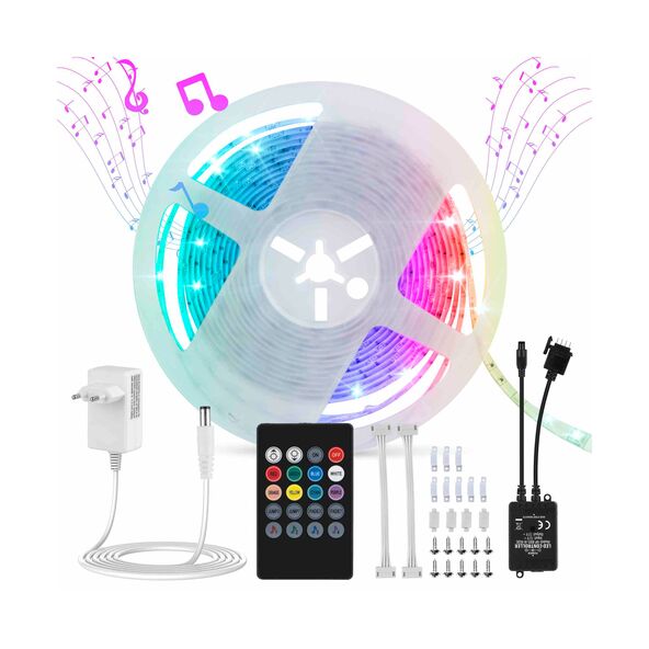 LED-Strip mit Musiksensor, 5 m, 2er Set