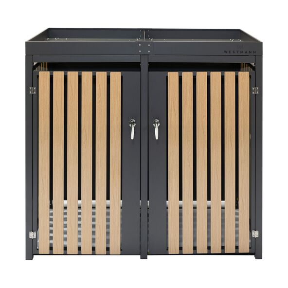 Bepflanzbare Mülltonnenbox Stahl, anthrazit, 2 x 240 l