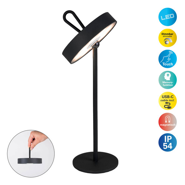 LED-Akku-Tischlampe ELLA, schwarz